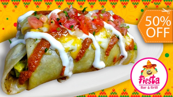 [Image: ¡Paga $10 en Lugar de $19.97 por 1 Entrada a Elección entre Chili con Carne o Dip de Guacamole y Nachos + 2 Burritos o 2 Tortas Mexicanas de Especialidad a Elección + 2 Bebidas!m]