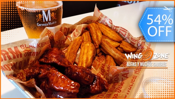 Image of Wing Zone: ¡6 Alitas Boneless + Papas Fritas + All You Can Drink de Cerveza!