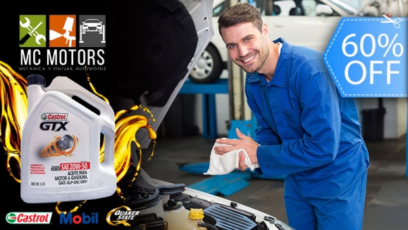 [Image: ¡Paga Q249 en lugar de Q620 por Cambio de Aceite de Motor (1 Galón) 10W30 o 20W50 Marca Castrol, Mobil o Quaker + Cambio de Filtro de Aceite de Motor + Diagnóstico con Scanner + Revisión de Frenos General + Revisión de 16 Puntos!m]