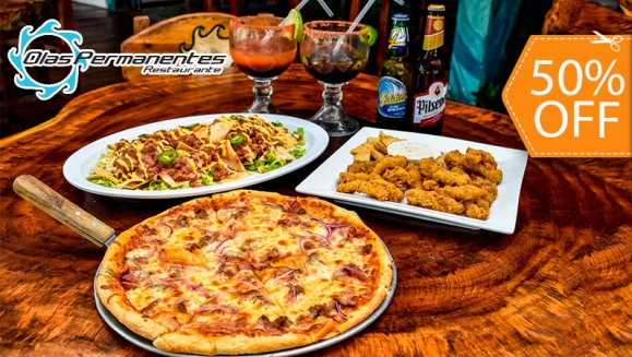 [Image: ¡Paga $14 en Lugar de $28 por Menú para 2 con: 1 Pizza Mediana de Especialidad a Elección + 1 Entrada a Elección entre Chilinaco Huracán (Nachos con Chili), Deditos del Capitán o Tacos de Camarón + 2 Micheladas Pilsener o Golden!m]
