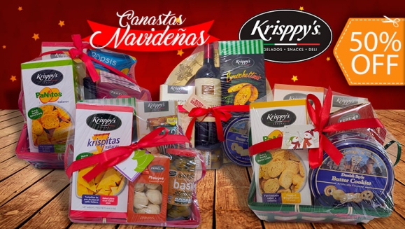 [Image: ¡Paga $20 en Lugar de $40 por Canasta Navideña a Elección con Productos Gourmet de Krisppy's!m]