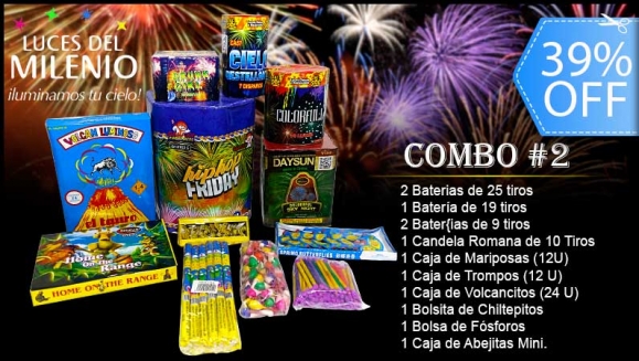 [Image: ¡Paga Q485 en vez de Q800 por Kit de Juegos Pirotécnicos con: 2 Baterías de 25 Tiros + 1 Batería de 19 Tiros + 2 Baterías de 9 Tiros + 1 Candela Romana de 10 Tiros + 1 Caja de Mariposas + 1 Caja de Trompos + 1 Caja de Volcancitos y Más!m]