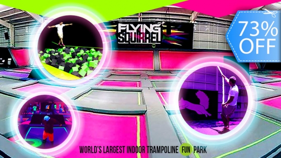 [Image: ¡Paga Q75 en lugar de Q280 por All You Can Jump en todas las Atracciones de Flying Squirrel: Freestyle Court, Dunk Hoops, Slackline, Dodgeball Court, Neon Lights, Foam Pits y Rope Swing!m]