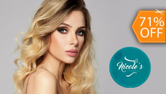 [Image: ¡Paga $18 en Lugar de $63 por Tinte Completo, Retoque o Mechas Tradicionales, Californianas, Balayage, o Babylights + Tratamiento Hidratante + Corte de Puntas + Lavado Spa + Planchado, Secado u Ondas!m]