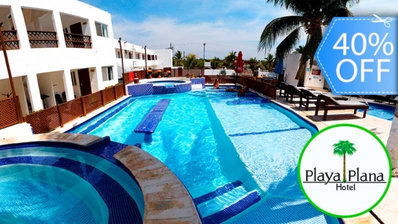 [Image: ¡Paga Q870 en lugar de Q1,450 por Estadía de 1 Noche hasta para 4 Personas en Habitación Cuádruple en Playa Plana Hotel!m]
