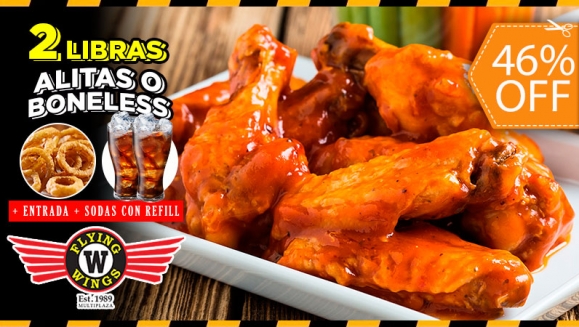 [Image: ¡Paga $12.99 en Lugar de $ 23.99 por 1 Entrada de Aros de Cebolla + 2 Libras de Alitas o Boneless + 2 Sodas con Refill!m]