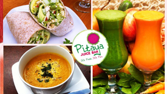 [Image: ¡Paga Q75 en lugar de Q160 por 2 wraps + 2 sopas + 2 smoothies con agua o leche descremada, todo a tu elección en Pitaya Juice Bar!m]