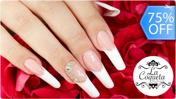 [Image: ¡Paga Q99 en lugar de Q400 por Set de Uñas Esculturales (Stiletto, Coffin o Cuadrada) o Acrílicas a Elección (Baby Boomer, French o Naturales) + Manicure Express con Exfoliación + Decoración en 2 Uñas!m]