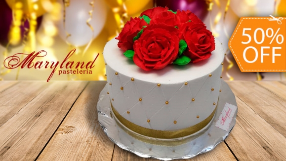 [Image: ¡Para Llevar o a Domicilio! ¡Paga $15 en Lugar de $30 por Pastel Redondo hasta para 15 Porciones Decorado con Rosas y Perlas!m]
