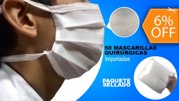 [Image: ¡Paga $45.50 en Lugar de $48.50 por 50 Mascarillas Quirúrgicas + Entrega a Domicilio!m]