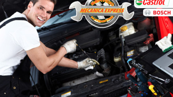 [Image: ¡Paga $35 en lugar de $90 por cambio de aceite (4/4) marca Castrol 20w50 + filtro Bosch + diagnóstico computarizado (check engine) + ajuste, limpieza y revisión de frenos en Mecánica Express!m]