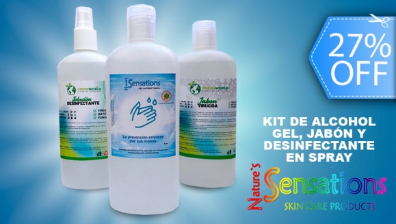 [Image: ¡Paga Q55 en lugar de Q75 por Kit de Alcohol Gel, Jabón y Desinfectante en Spray Virucida con Amonio Cuaternario de Quinta Generación!m]