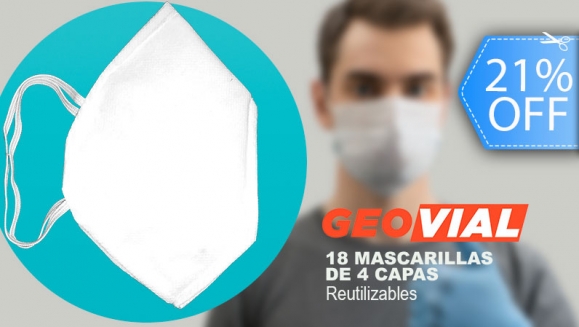 [Image: ¡Paga Q199 en lugar de Q252 por Caja de 18 Mascarillas Higiénicas Reutilizables, de Polipropileno, de 4 Capas, con Ajuste Ergonómico y de Color Blanco + Entrega a Domicilio!m]