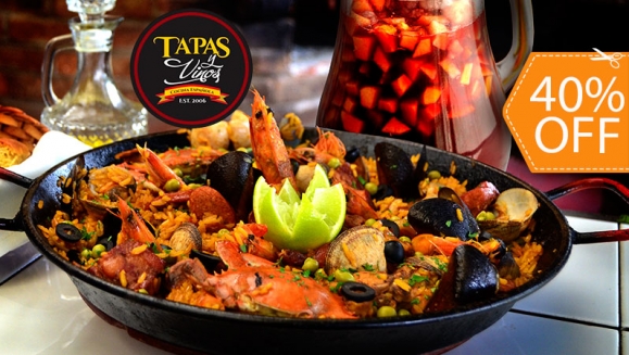 [Image: ¡Paga $57.50 en Lugar de $96 por Paella para 4 Personas de Especialidad a Elección entre: Mixta Valenciana, Marinera, de Carnes, de la Campiña, La Negra o La Fidua + Tapa Mixta Ibérica + 1 Botella de Sangría! ¡A Domicilio!m]