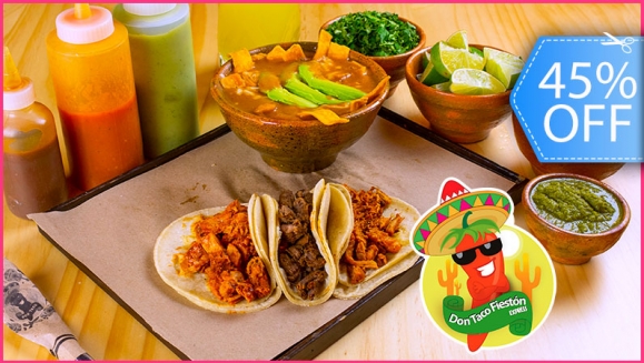 [Image: ¡Paga Q99 en lugar de Q180 por 3 Caldos Tlalpeños o 3 Sopas de Tortilla + 9 Tacos de Pibil-Pastor o a la Plancha + 3 Naranjadas + Acompañamientos: Cebolla, Cilantro, Picante y Salsa a Elección! ¡Para Llevar!m]