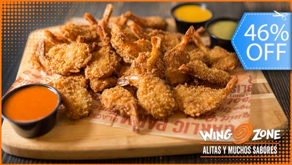 [Image: ¡Para Llevar! ¡Paga Q140 en lugar de Q260 por 20 Camarones Empanizados con 2 Sabores a Elección + 20 Boneless con 2 Aderezos y 2 Sabores a Elección!m]