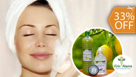 [Image: ¡Paga $10 en Lugar de $15 por Kit de Higiene Personal con: 500 ml de Alcohol Gel + 1 Jabón de Carbón Activado, Bicarbonato o Aloe Vera + 1 Litro de Jabón Líquido!m]