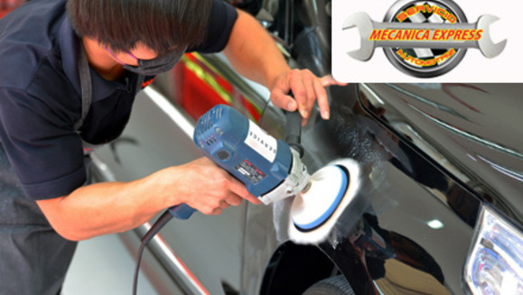 [Image: ¡Paga $23 en lugar de $65 por una restauración total del brillo de la pintura de tu vehículo, incluye: aplicación de Robin grueso, fino y abrillantador + pasteado a máquina + 30% de descuento en limpieza de tapicería en Mecánica Express!m]