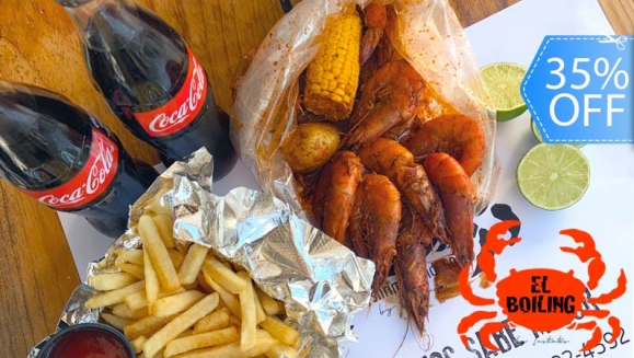 [Imagen:¡Sabor Sureño! ¡Paga Q130 en lugar de Q200 por 1 Libra de Camarones con Papa y Elote en Salsa Cajún + 1 Fritura a Elección entre Yuca, Papas o Patacones + 2 Bebidas Naturales, Gaseosas o Cervezas!]