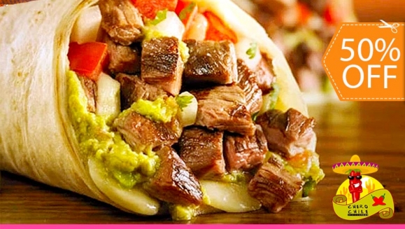 [Image: ¡A Domicilio! ¡Paga $18.75 en Lugar de $37. 50 por 2 Burritos de Carnes Mixtas + 1 Orden de Nachos con Chili con Carne y Jalapeño + 1 Botella de Bebida Mexicana Frida Kahlo (Mix de Limón, Fresa, Chía y Hierbabuena!m]