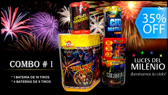 [Image: ¡Paga Q299 en Lugar de Q450 por Kit Profesional de Juegos Pirotécnicos que Incluye: 1 Batería de 19 tiros + 4 Baterías de 9 Tiros!m]