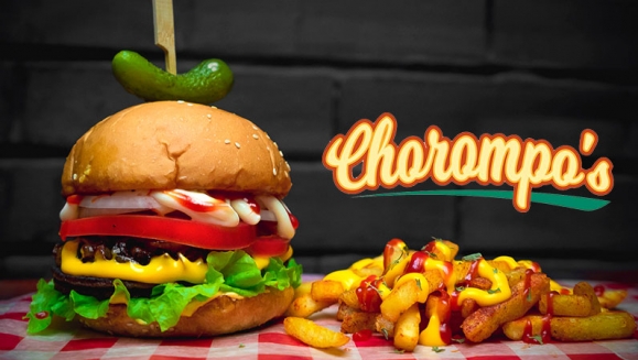 [Image: ¡Paga $8.25 en Lugar de $16.50 por 2 Hamburguesas a Elección entre: Pulled Pork o Chorompo´s + Papas Fritas + 2 Sodas!m]