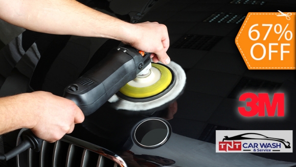 [Image: ¡Paga $20 en Lugar de $60 por Restauración de Pintura con: Aplicación de Rubbing 3M + Encerado a Máquina 3M + Car Wash!m]