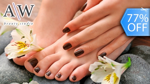 [Image: ¡Paga Q99 en Lugar de Q435 por Manicure Spa + Pedicure Spa + Aplicación de Esmalte Permanente Kinetics en Manos + Aplicación de Esmalte Normal en Pies!m]