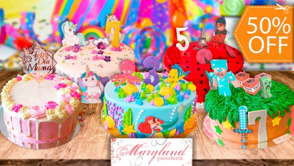 [Image: ¡Paga $29 en Lugar de $58 por Pastel Redondo de 40 Porciones con Relleno Premium a Elección + Decoración con Imagen Personalizada (No Comestible) + Número de Dulce + Tooper Cake de “Feliz Cumpleaños”!m]