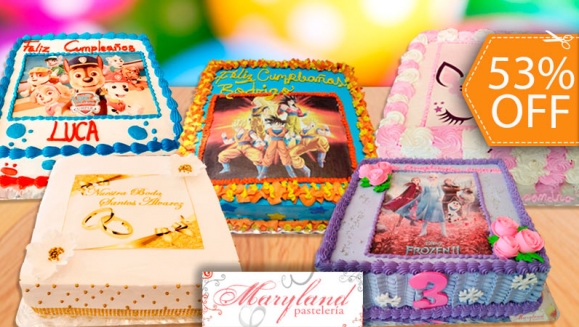 [Image: ¡Paga $35 en Lugar de $75 por Pastel Cuadrado de 60 Porciones con Relleno Premium + Decoración con Fotografía o Imagen Impresa en Papel Comestible de Arroz!m]