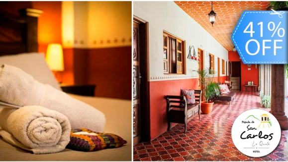 [Image: ¡Paga Q189 en lugar de Q319 por Estadía de 1 Noche en Antigua Guatemala para 2 Personas en Habitación Doble + 2 Desayunos Típicos Chapines + Impuestos Incluidos!m]