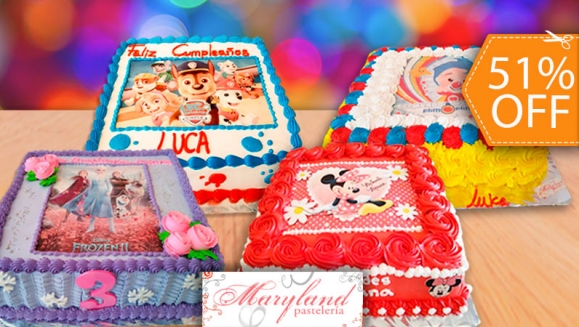 [Image: ¡Paga $37.50 en Lugar de $77 por Pastel Cuadrado de 60 Porciones con Relleno Premium + Decoración con Fotografía o Imagen Impresa en Papel Comestible de Arroz!m]