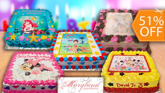 [Image: ¡Paga $37.50 en Lugar de $77 por Pastel Cuadrado de 60 Porciones con Relleno Premium + Decoración con Fotografía o Imagen Impresa en Papel Comestible de Arroz!m]