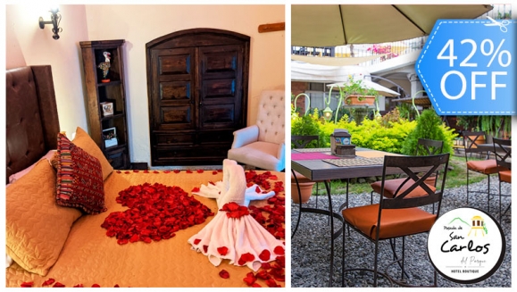 [Image: ¡Paga Q499 en Lugar de Q855 por Estadía Romántica para 2 con: 1 Noche de Hospedaje + Decoración con Pétalos de Rosa + Fresas con Chocolate + 1 Botella de Vino Tinto + 2 Desayunos Típicos Chapines + Impuestos Incluidos!m]