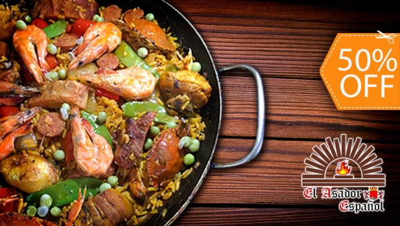 [Image: ¡Paga $37.50 en Lugar de $75 por Paella de Mariscos y Carnes para 6 Personas + 1 Postre de Bandeja de Crema Catalana!m]
