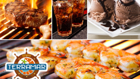 [Image: ¡Paga Q99 en lugar de Q209 por parrillada mar y tierra para 2 personas que incluye: corte de carne a elección + camarones a la plancha + 2 guarniciones + 2 bebidas + 2 helados en Restaurante Terramar!m]