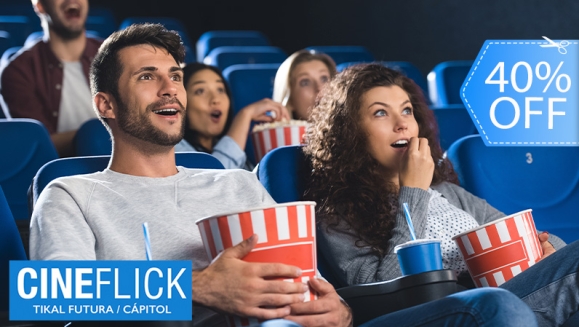 [Imagen:¡Paga Q114 en Lugar de Q191 por 2 Entradas para Película a Elección (Estreno o Cartelera) + 2 Hot Dogs +1 Poporopo Grande + 2 Bebidas de 16 Onzas o 2 Granitas!]