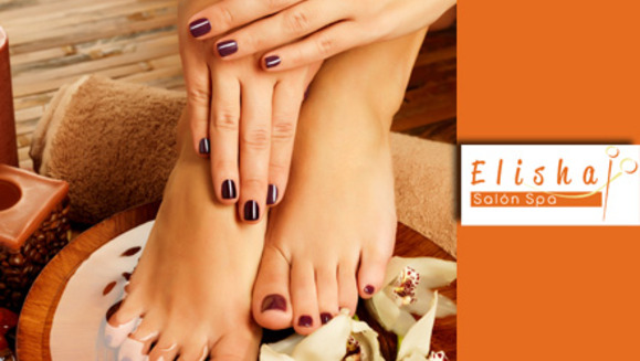 [Image: ¡Paga $12 en lugar de $40  por Maquillaje permanente de Uñas en manos y pies + Manicure Spa y Pedicure Spa + Exfoliación e Hidratación en manos y pies en Elisha Salón!m]