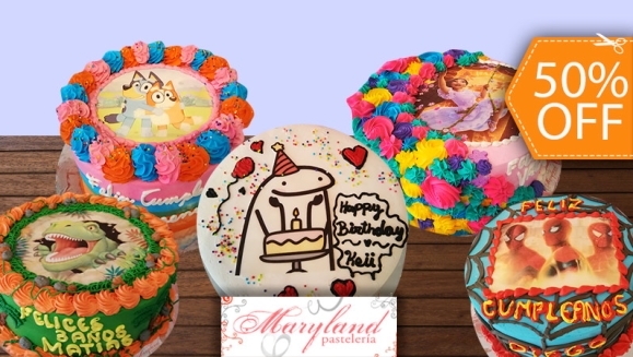 [Image: ¡Paga $32.50 en Lugar de $65 por Pastel Redondo de 40 Porciones con Relleno a Elección + Decoración con Imágenes Impresa en Papel de Arroz Comestible!m]