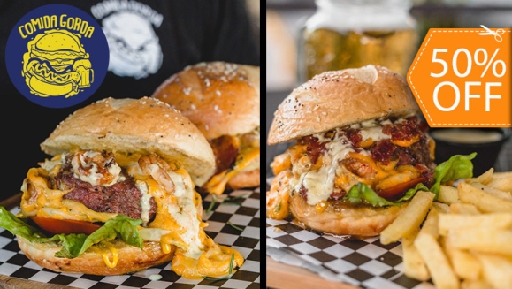 [Image: ¡Paga $8.50 en Lugar de $17 por 2 Hamburguesas a Elección entre Gordibuena, Burguesita, Camarón Vaquero o Maximus Gordelius + Papas Fritas!m]