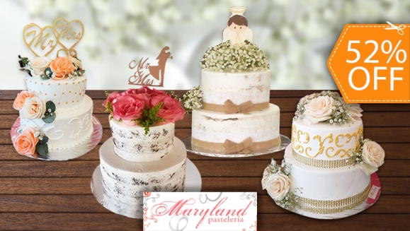 [Image: ¡Paga $55 en Lugar de $115 por Pastel para Evento Especial (Boda, 15 Años, Primera Comunión, Bautizo, Graduación) Decorado con Rosas Naturales, de 2 Pisos, de 50 Porciones con Relleno Premium + Topper de Madera!m]