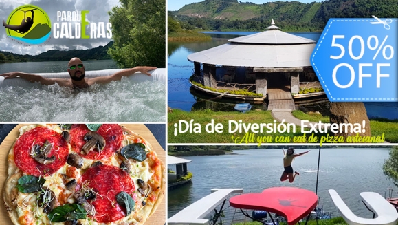 [Image: ¡Paga Q175 en Lugar de Q350 por All You Can Eat de Pizza Artesanal Gourmet + Día de Aventura Extrema con: Columpio Gigante + Balsa con Remos + Kayaks + Caminata en Bosque Virgen!m]