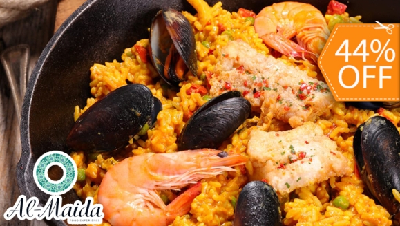 [Image: ¡Paga $25 en Lugar de $45 por Banquete para 5 Personas con Paella Valenciana + Ensalada Fresca + Vinagreta!m]