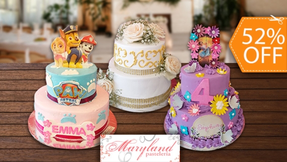 [Image: ¡Paga $55 en Lugar de $115 por Pastel de 2 Pisos, de 50 Porciones con Relleno Premium + Decoración a Elección!m]