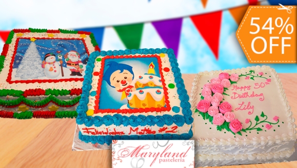 [Image: ¡Paga $42 en Lugar de $92 por Pastel Cuadrado de 60 Porciones con Relleno a Elección + Decoración con Fotografía o Imagen Impresa en Papel Comestible de Arroz!m]
