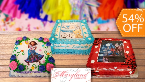 [Image: ¡Paga $42 en Lugar de $92 por Pastel Cuadrado de 60 Porciones con Relleno a Elección + Decoración con Fotografía o Imagen Impresa en Papel Comestible de Arroz + Accesorios de Dulce!m]