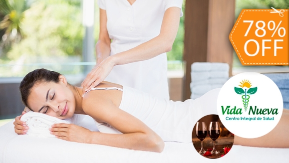 [Image: ¡Paga $20 en Lugar $90 por 2 Masajes Relajantes + 2 Ajustes Quiroprácticos + Masaje Cráneo-Facial + Aromaterapia + Reflexología + 2 Aplicaciones de Crema Facial de Colágeno + 2 Exfoliaciones faciales con crema de bambú + 2 Copas de Vino!m]