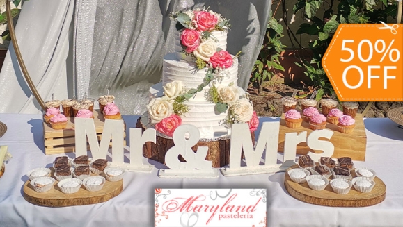 [Image: ¡Paga $130 en Lugar de $260 por Pastel de 100 Porciones con Relleno Premium Estilo Naked o con Cobertura de Crema Chantilly + Mesa de Postres + Montaje Especial!m]