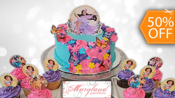 [Image: ¡Paga $45 en Lugar de $90 por Pastel Redondo de 30 Porciones con Relleno Premium a Elección y Decorado con Topper Cakes + 10 Cupcakes con Pin Personalizado!m]