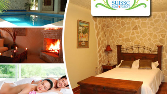 [Image: ¿Hace cuánto no escapas a un lugar romántico? ¡Paga Q599 en lugar de Q1675 por estadía para 2 personas + día de spa (2 masajes relajantes, 2 exfoliaciones corporales, 2 té relajantes) + Botella de vino + Uso de las instalaciones en Le Suisse Spa!m]